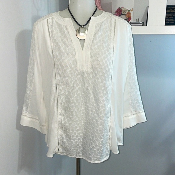 Chico’s white polka dot sheer top size L - Picture 1 of 8